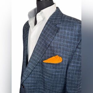 BIG & TALL DANIEL CREMIEUX DENVER VISCOSE BAMBOO BLUE PLAID SPORT COAT SZ 50L